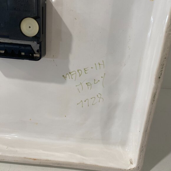 Williams Sonoma Wall Clock White Porcelain Blue Floral Hand Painted Italy - Picture 7 of 7